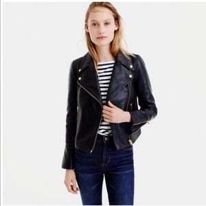 J Crew collection leather motorcycle jacket.